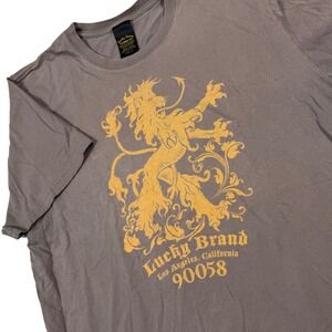 Y2K‎ Lucky Brand Lion Men XL T-Shirt Brown Los Angeles California Grunge Skater